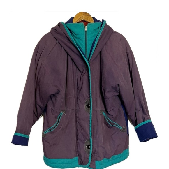 UTEX VINTAGE COAT BLUE PURPLE TEAL RED - Picture 5 of 15